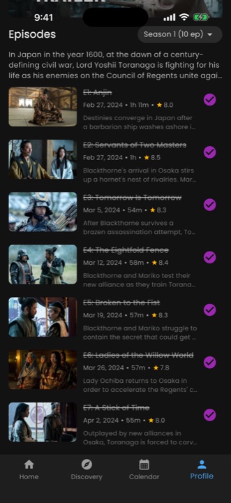 Monolog episode tracking screen